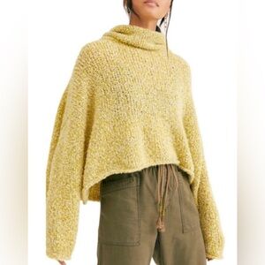 Free People Quince BFF Cowl Neck Sweater in “Quince” (Yellow) Colour